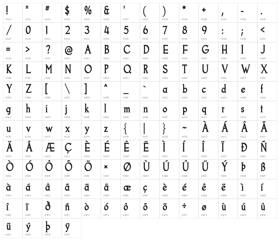 Goodfish-Bold Character Map
