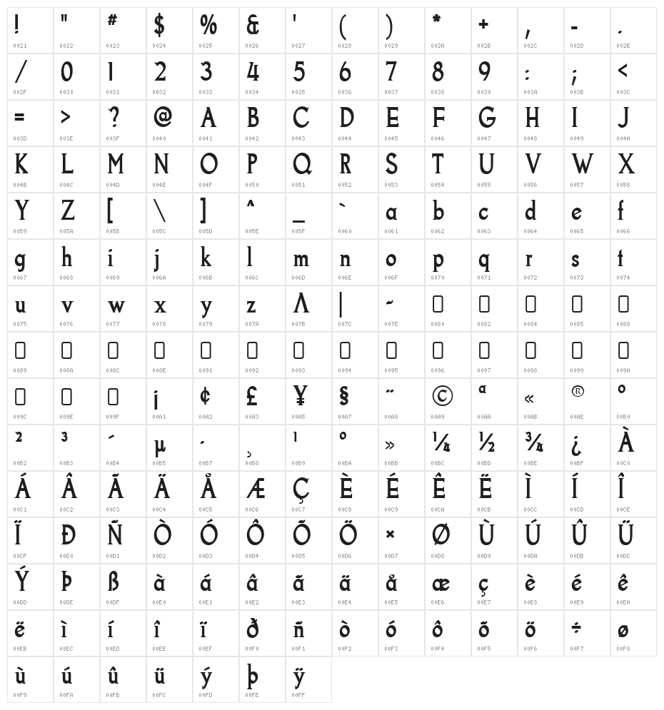 Goodfish-Bold Character Map