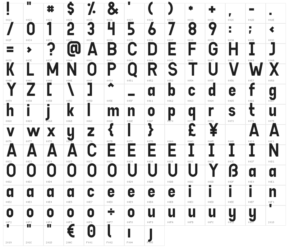 Goodlight Character Map