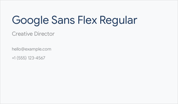 Google Sans Flex Regular Business Card