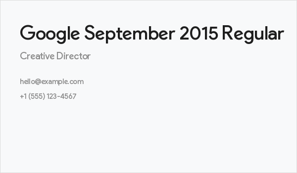 Google September 2015 Regular Business Card