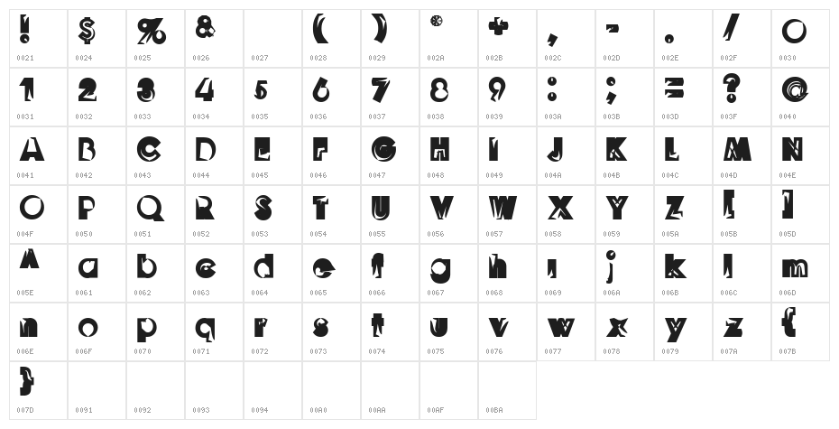 Goonberry Bold Character Map