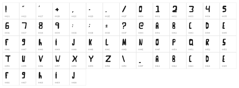 Goose Neck Regular Character Map