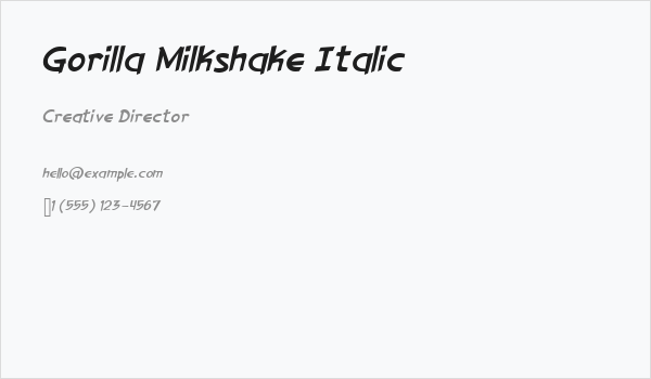 Gorilla Milkshake Italic Business Card