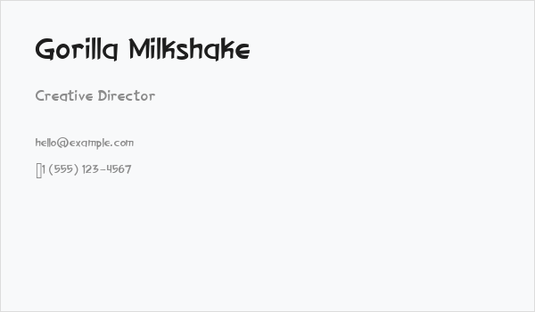 Gorilla Milkshake Business Card