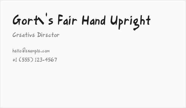 Gort's Fair Hand Upright Business Card