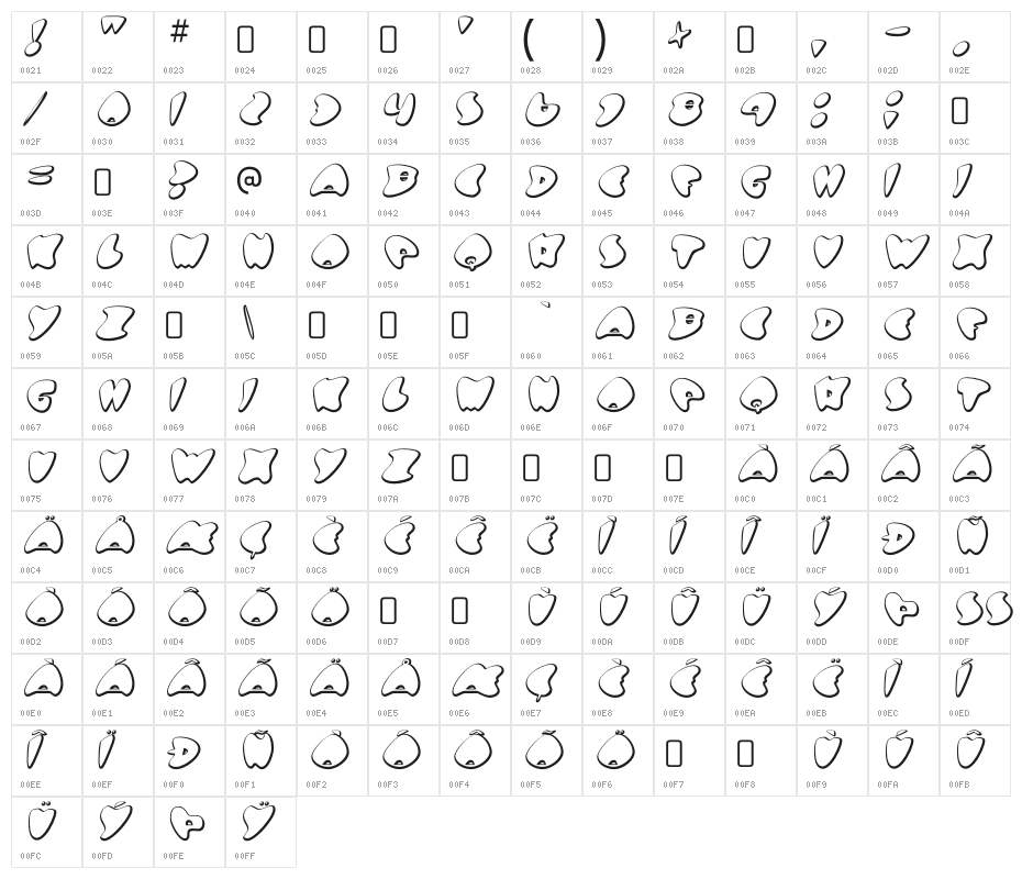 GotNoHeart-Regular Character Map