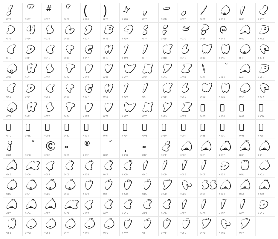 GotNoHeart-Regular Character Map