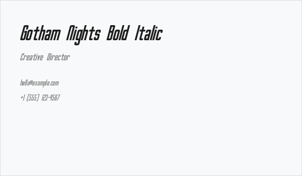Gotham Nights Bold Italic Business Card