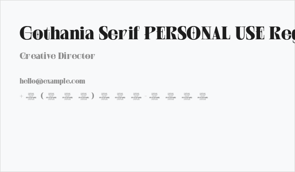 Gothania Serif PERSONAL USE Regular Business Card