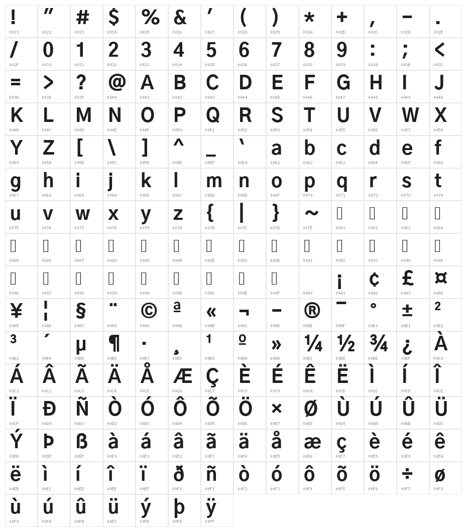 Gothic A1 ExtraBold Character Map