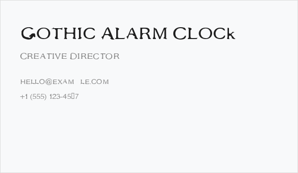 Gothic Alarm Clock Business Card
