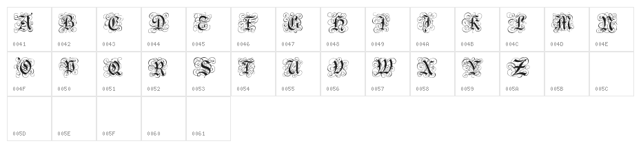 Gothic Caps Character Map