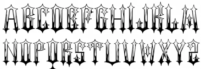 Gothic Flames Schriftart Groß