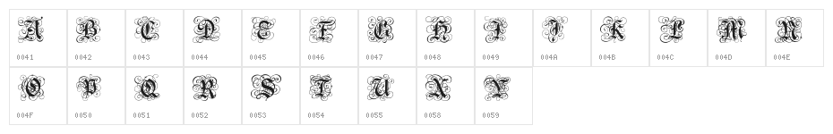 Gothic Flourish Character Map