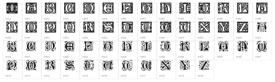 Gothic-Leaf Character Map