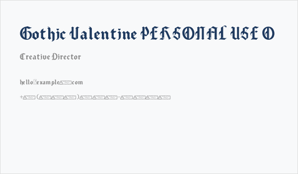 Gothic Valentine PERSONAL USE O Business Card