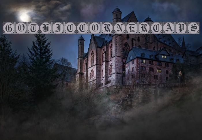 GothicCornerCaps Font examples