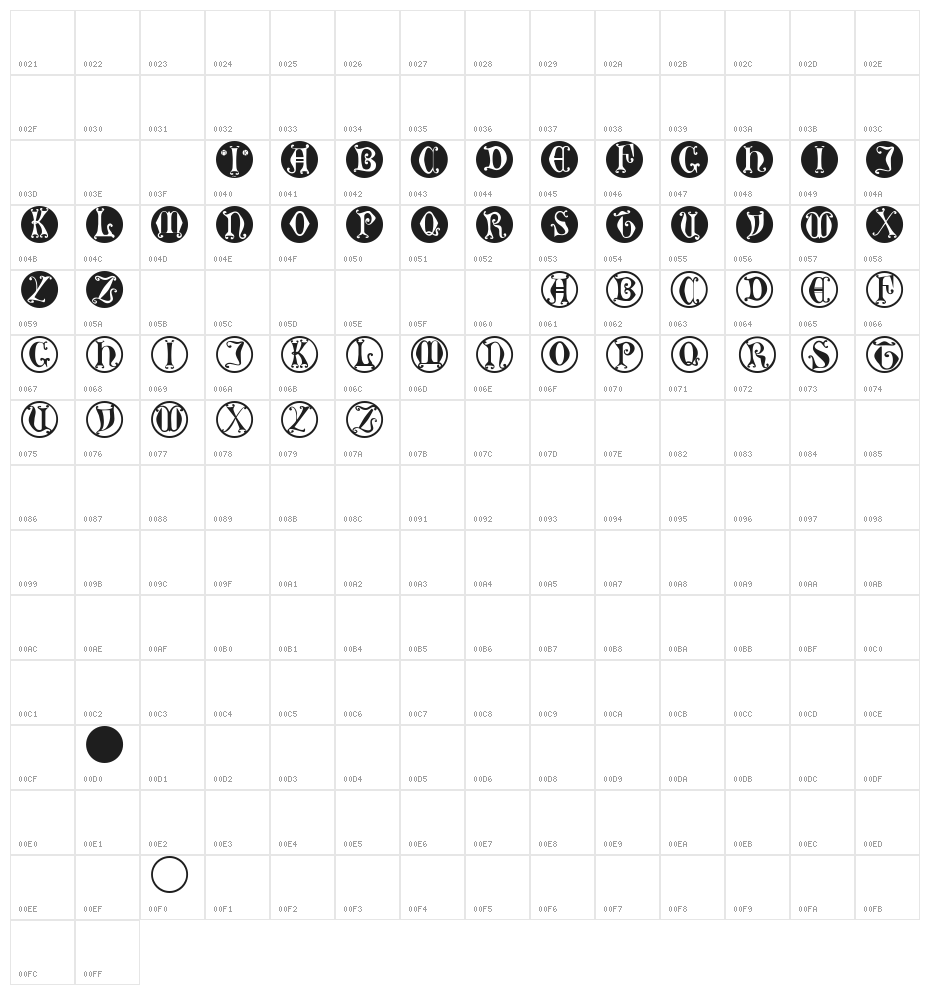 GothicLetters Character Map