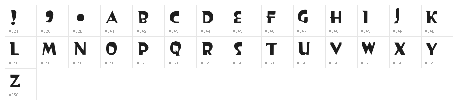 GothicRegular Character Map