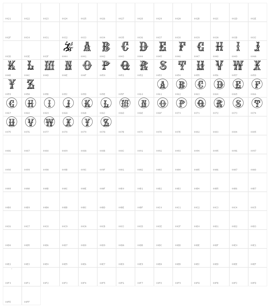 GoticCaps Character Map