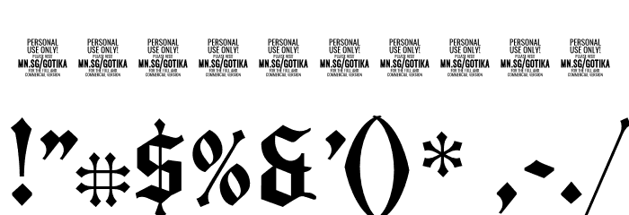 Gotika Ornament PERSONAL USE Regular Font OTHER CHARS