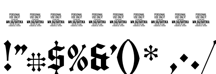 Gotika Strict PERSONAL USE Regular Font OTHER CHARS