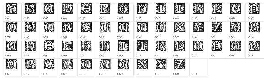 Gotische Initialen Character Map