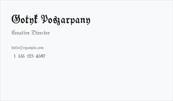 Gotyk Poszarpany Business Card