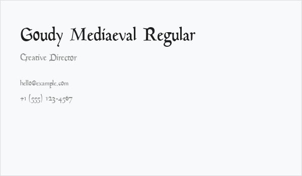 Goudy Mediaeval Regular Business Card