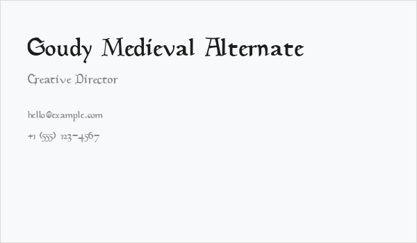 Goudy Medieval Alternate Business Card