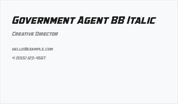 Government Agent BB Italic Business Card
