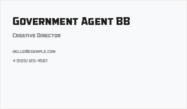 Government Agent BB Business Card