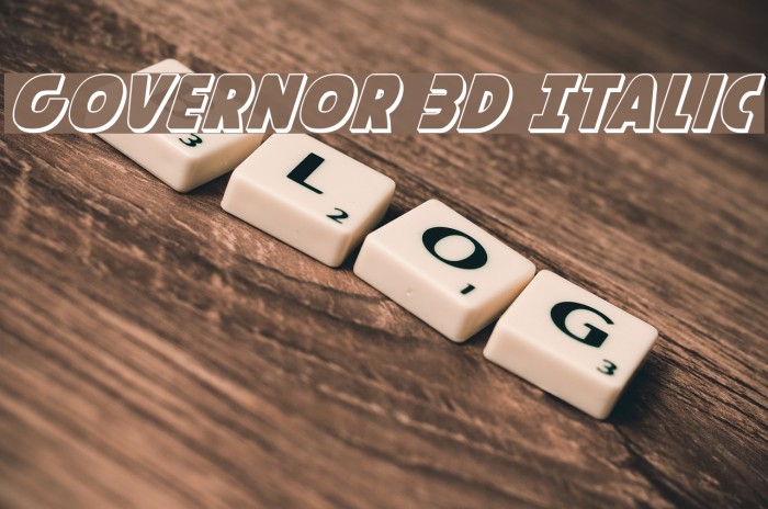 Governor 3D Italic Font examples
