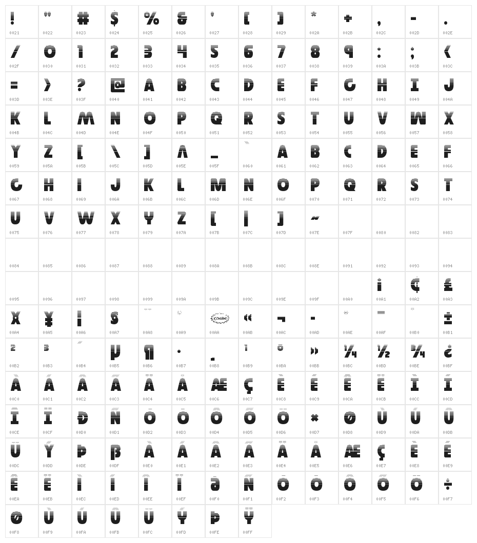Governor Halftone Character Map