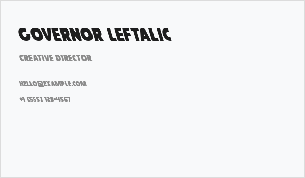 Governor Leftalic Business Card