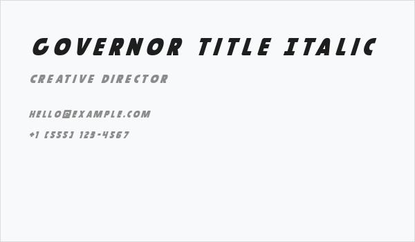 Governor Title Italic Business Card