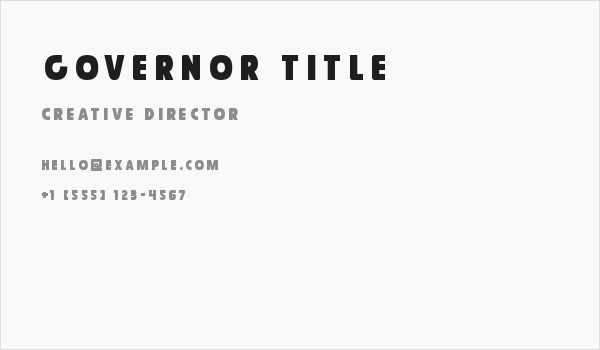 Governor Title Business Card