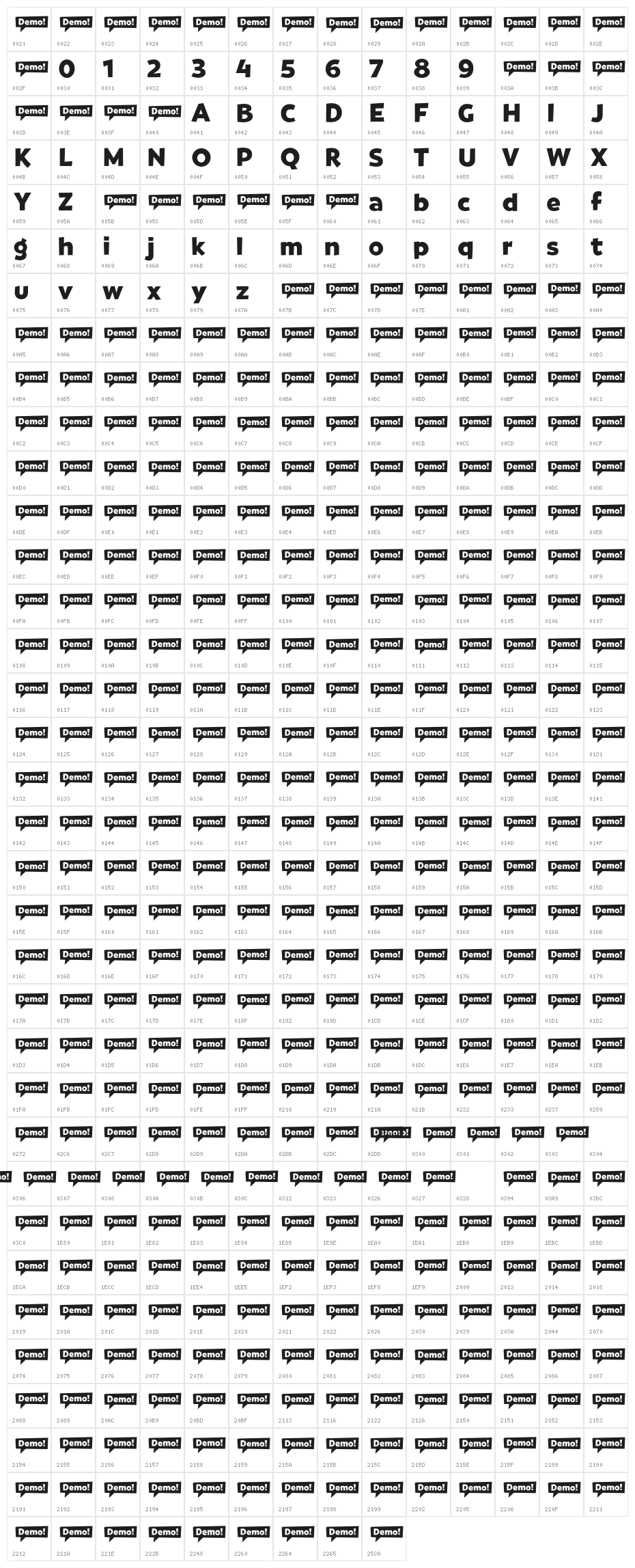 GoviaSans-Bold-DEMO Character Map