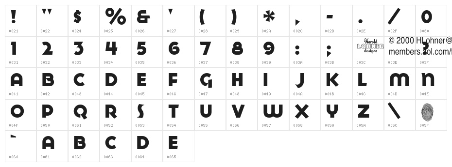 Goya Heavy Character Map