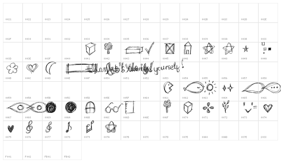 go around the books - symbols Character Map
