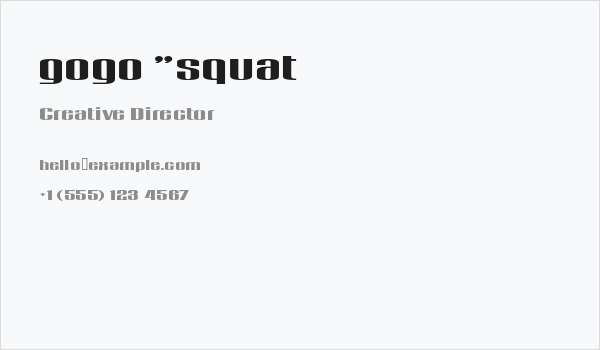 gogo "squat Business Card