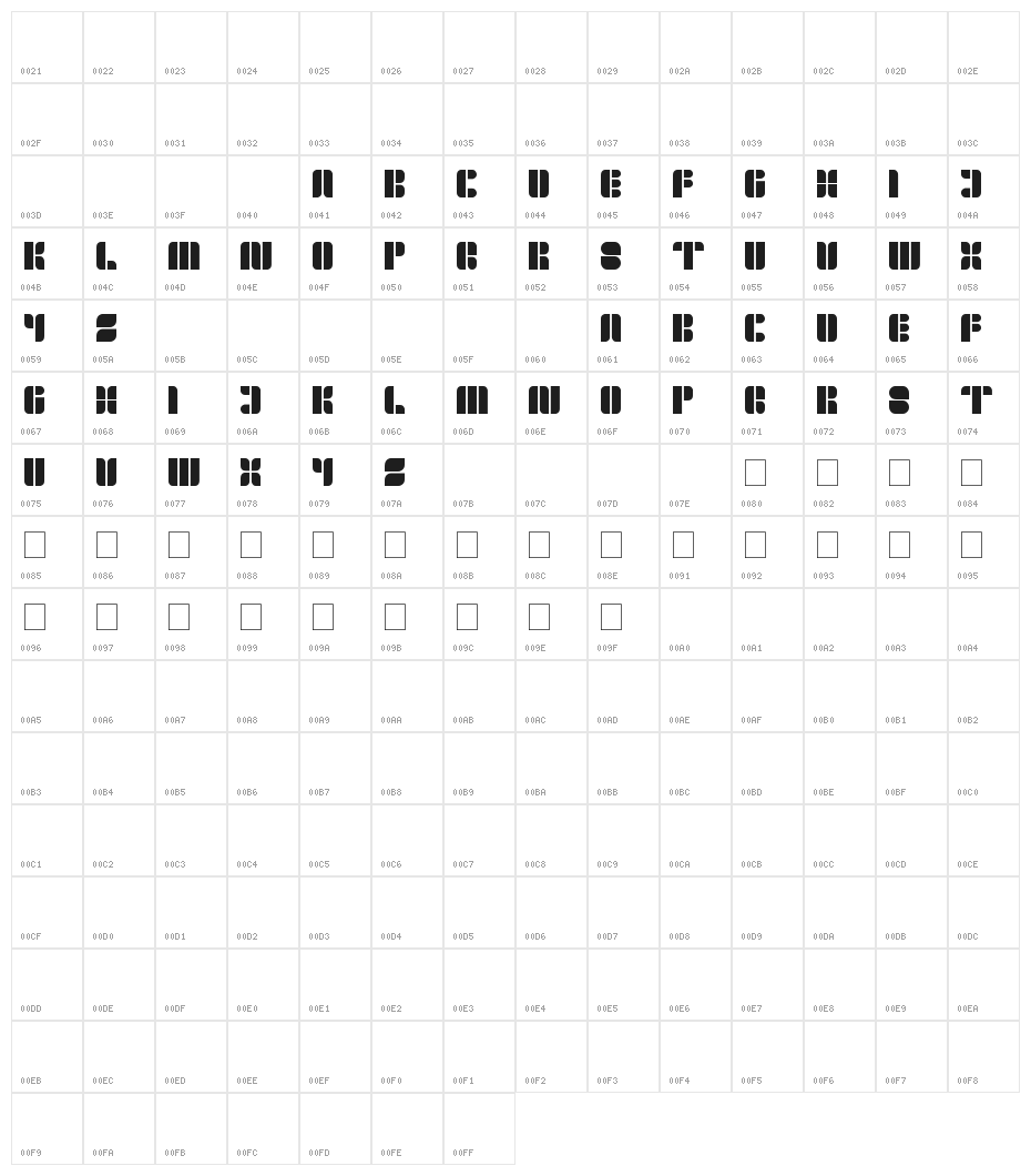 golden bar Character Map