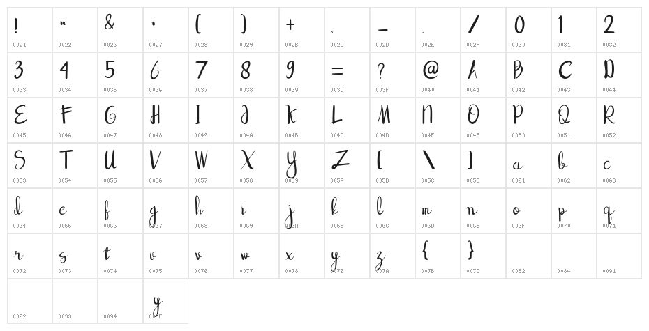 good vibe Regular Character Map