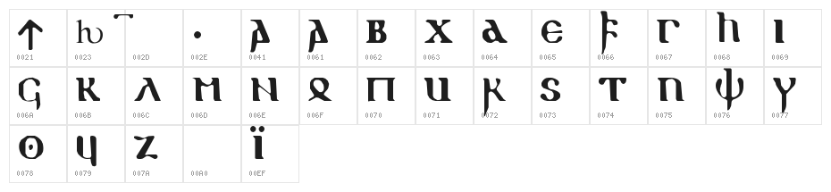 gothic-1 Character Map