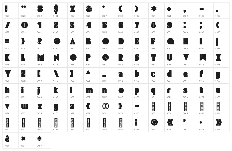 GRAFIKA TYPE.3 Regular Character Map