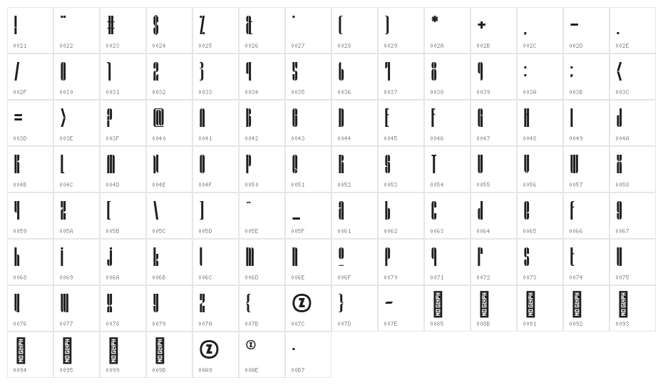 GRAFIKA TYPE.4 Regular Character Map
