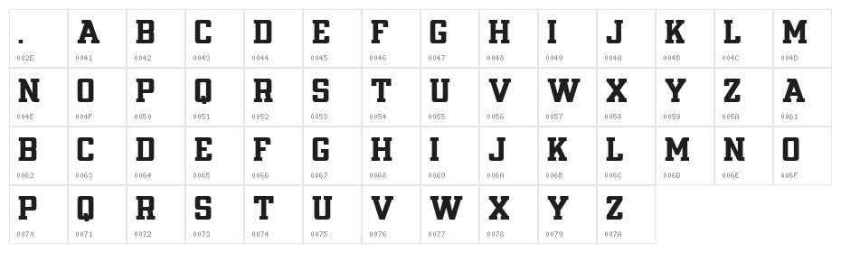 GRAND SLAB Regular Character Map