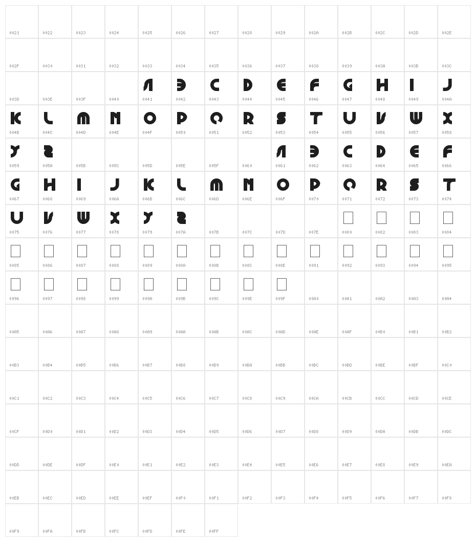 GRAPHIC DESIGN Character Map