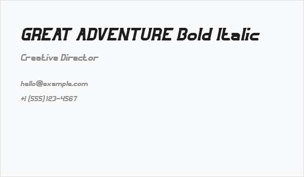 GREAT ADVENTURE Bold Italic Business Card